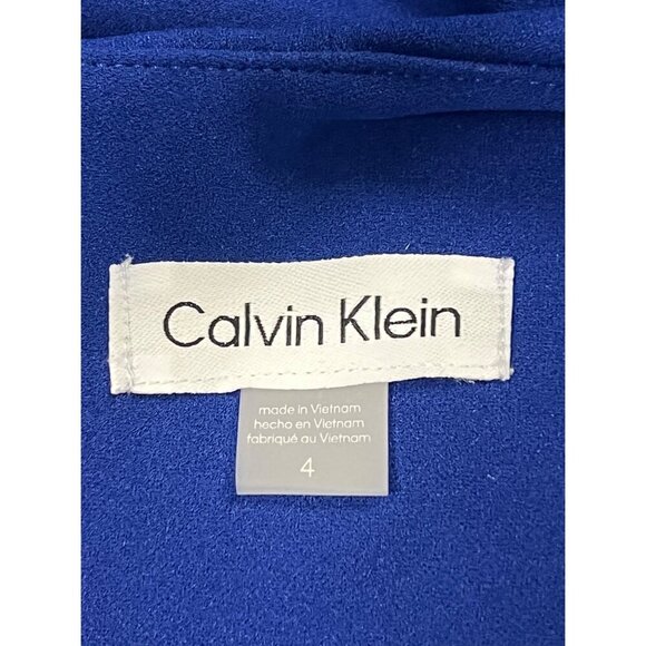 Calvin Klein Blue Ruffle Sleeve Sheath Dress Back Zip Closure Size 4 Women New - Picture 7 of 10